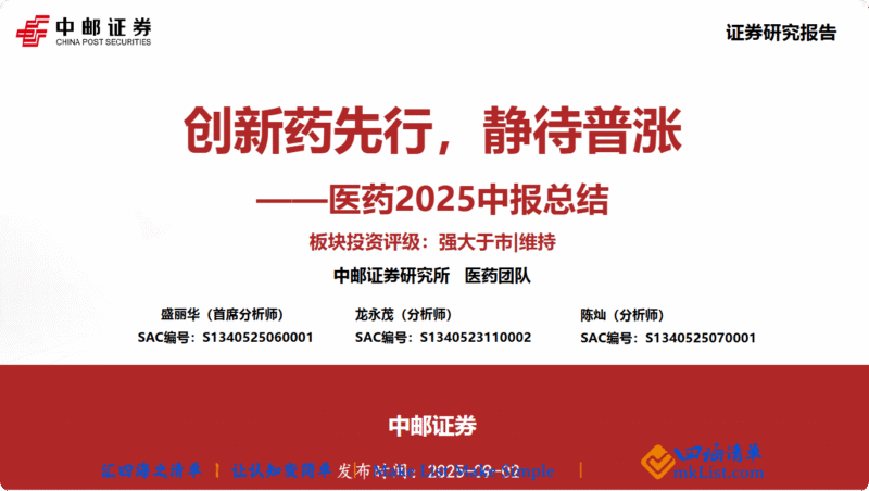 【四海读报】20250902：医药2025中报总结-四海清单