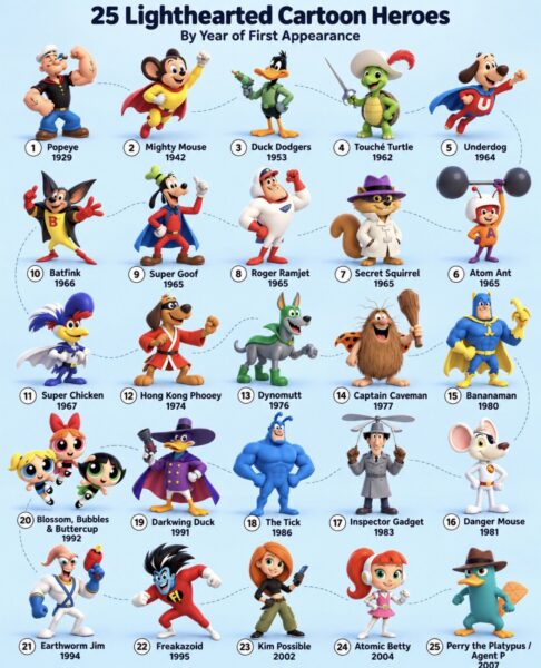 25 lighthearted cartoon heroes (by the year of first appearance)25 位轻松风格卡通英雄-四海清单
